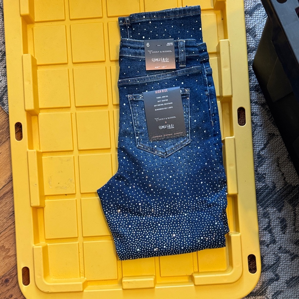 Lucky & Blessed High-Rise Denim with Sparkle Accents tummy control